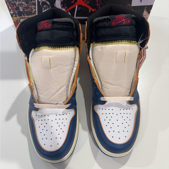 Used Nike Union X Air Jordan 1 OG Hi Retro“Blue Toe” men's shoes sz 8 - Picture 1 of 7